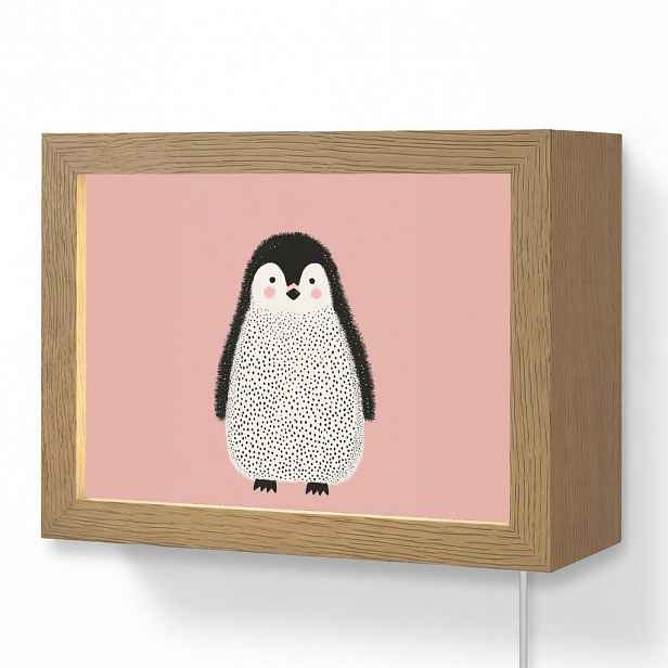 OnlyWow NÁSTĚNNÁ LAMPA Tučňák - Tečky - Minimalistický - Růžový 20x15 cm
