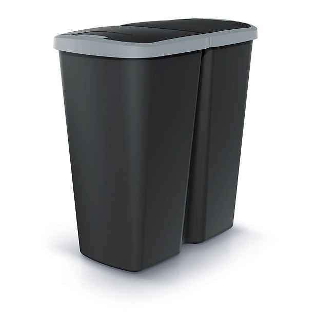 Prosperplast Odpadkový koš COMPACTO DUA černý/světle šedý, varianta 45 l