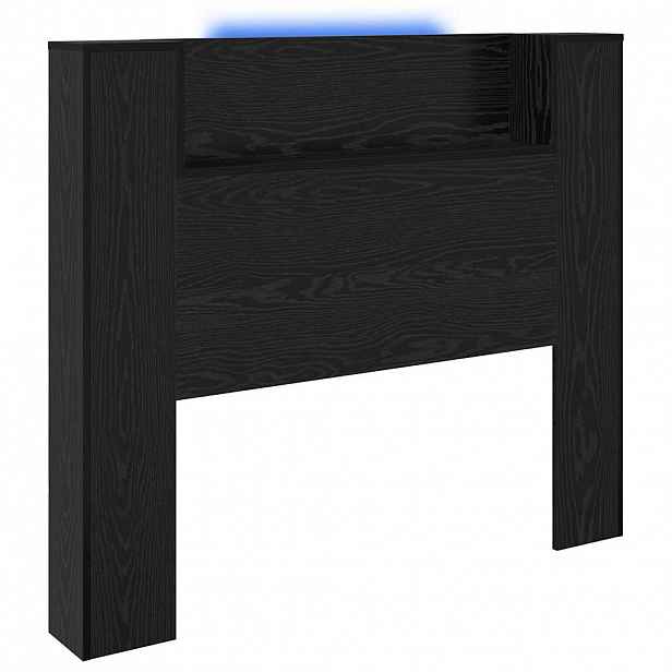vidaXL Úložné čelo postele s LED Černý dub Kompozitní dřevo