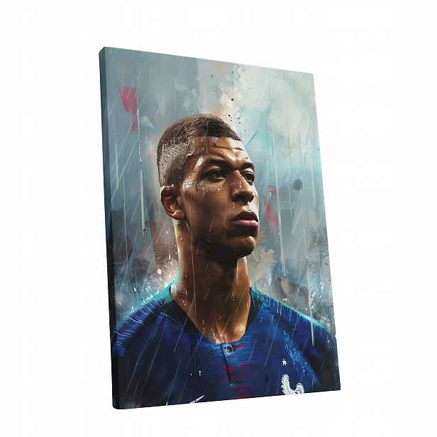 Obraz na plátně Portrét Kyliana Mbappé do bytu, pokoje, obýváku dárek 60x80