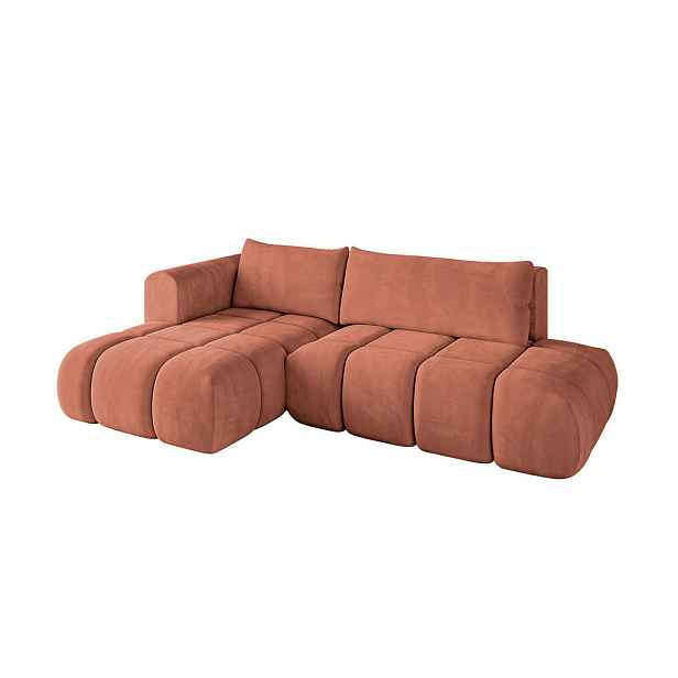 ALTDECOR ROHOVÁ SEDAČKA s funkcí spaní a otomanem, levá CLOUD-L 280x185x90 Meruňková Velur
