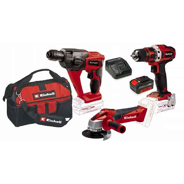 Einhell Sada Aku Nářadí 18V Pxc 4,0AH Vrtačka Příklepová Aku Taška A Další
