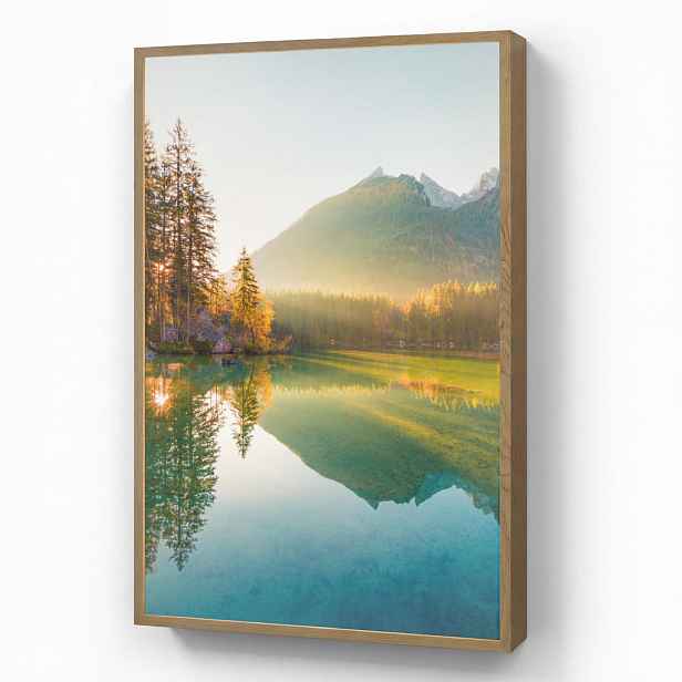 OnlyWow NÁSTĚNNÁ LAMPA S AKUMULÁTOREM Jezero - Les - Hory - Příroda - Slunce - Krajina 60x90 cm