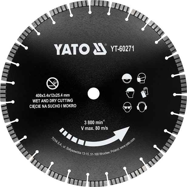 Řezací Kotouč Yato 400 mm pro betonu otvor 22.2 mm pro řezačku