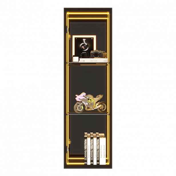 STILVORA VITRÍNA černá s nastavitelnými policemi, panty s funkcí tichého dovírání, 30×30×90 cm