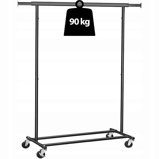 Věšák Na Oblečení 90 Kg Kovový S Rozkládací Nosností 160 x 132 CM Černý Loft