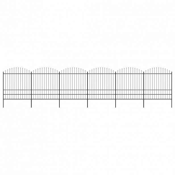 vidaXL Zahradní plot s kopím nahoře ocelový 1005 x 200 cm černý