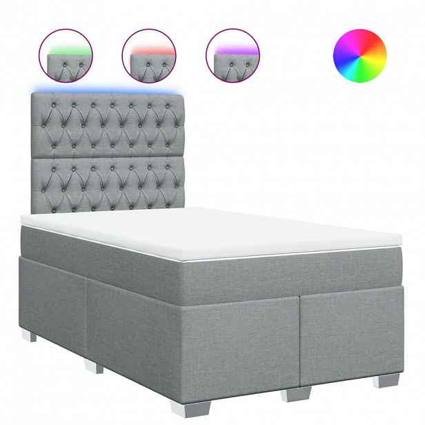 vidaXL Box spring postel s matrací světle šedá 120 x 200 cm textil