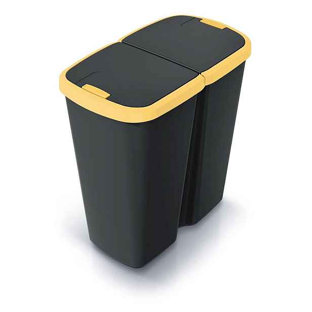 Prosperplast Odpadkový koš COMPACTO DUA černý/žlutý, varianta 45 l