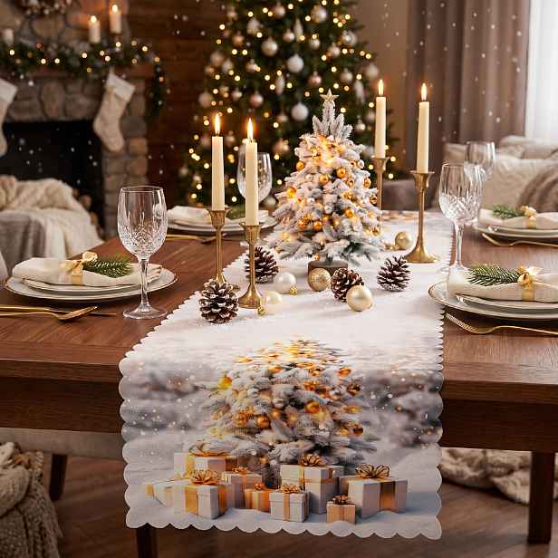 Vánoční běhoun na stůl  CHRISTMAS TREE 38x160 cm