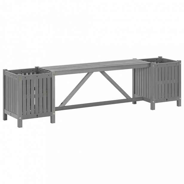 Zahradní lavice s truhlíky 150 cm šedá