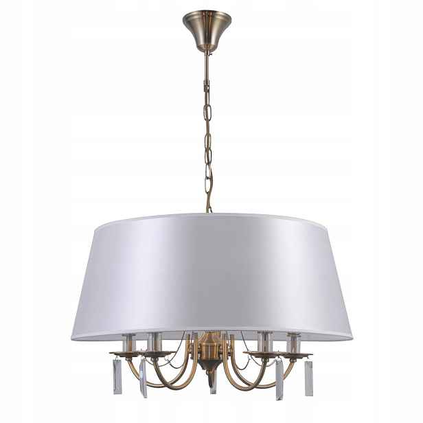 Lustr Solana 5xE14 62 cm Bronz Látka Bílá Regulace Výšky Italux