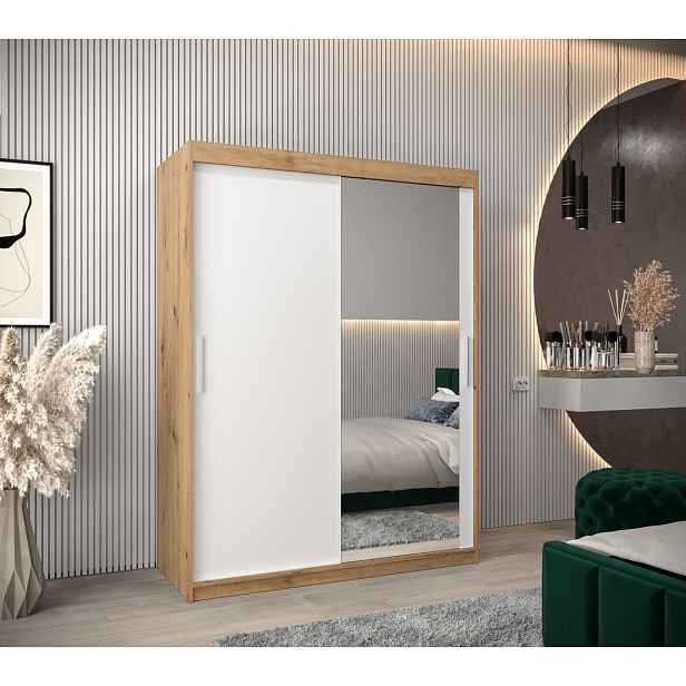 Skříň s posuvnými dveřmi v šířce 150 cm TIMEA 2 - dub artisan / bílá