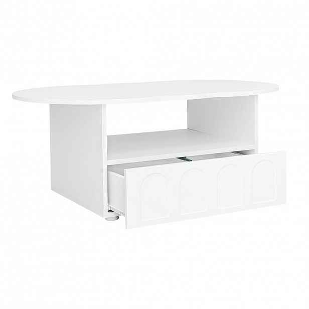 STILVORA KONFERENČNÍ STŮL v bílé barvě se zásuvkami a odkládacími policemi, 100×60×40,5 cm