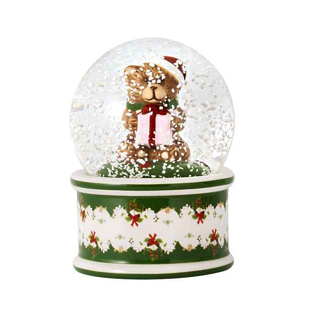 Vánoční Sněhová Koule S Medvídkem Porcelán Sklo Dekorace 9 CM