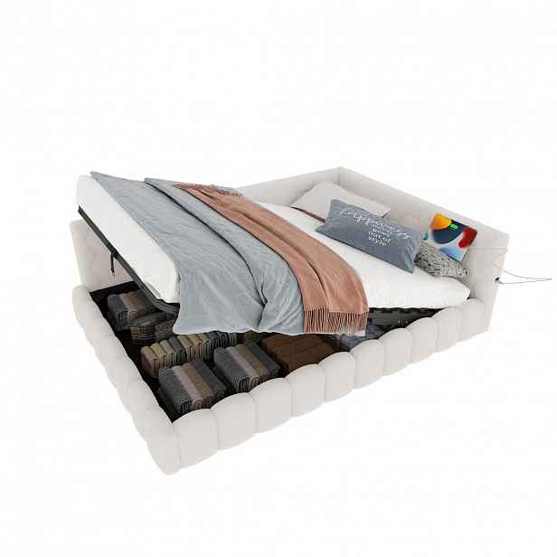 FLIEKS DENNÍ POSTEL 140x200cm Mikrovlákno LED USB-C Bílá