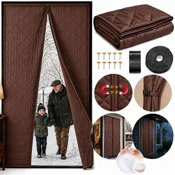 Tepelná Záclona Na Dveře Magnetická 100x210 cm Zateplená Izolační Hrubá