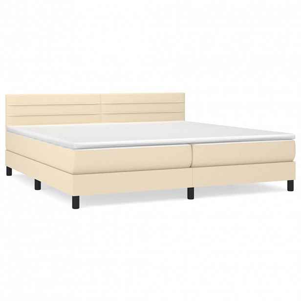 vidaXL Box spring postel s matrací krémová 200x200 cm textil