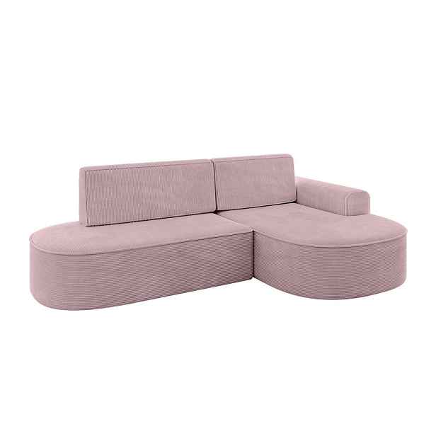 ALTDECOR ROHOVÁ SEDAČKA s funkcí spaní a otomanem, pravá MARI-L1-S 283x167x85 Růžová Manšestr