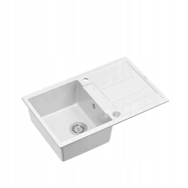 Quadron Morgan 111 Dřez 1-komorový 78x50x22 cm Snow White Stříbrný