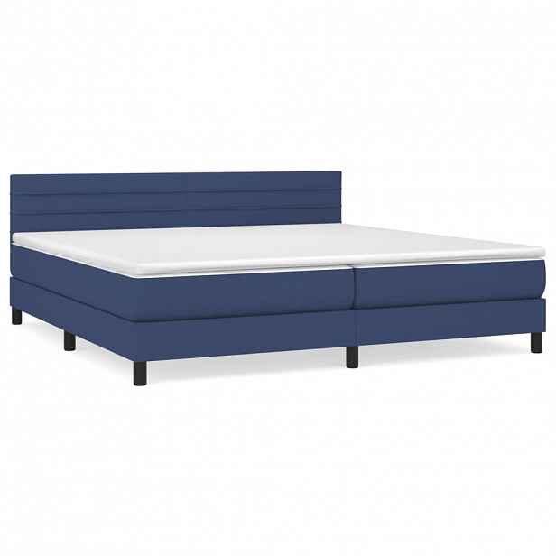 vidaXL Box spring postel s matrací modrá 200x200 cm textil