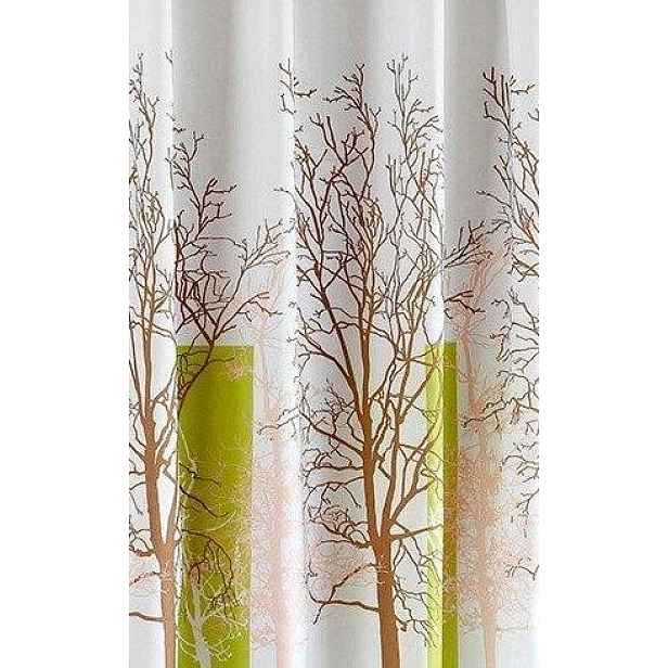 AQUALINE - Sprchový závěs 180x180cm, polyester, bílá/zelená, strom ZP009/180
