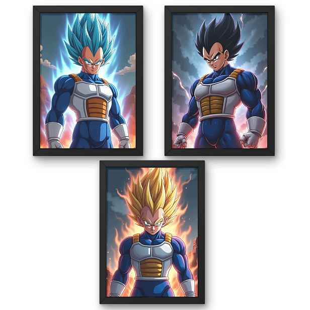 Sada tří plakátů Vegeta Dragon Ball 50 x 70 cm