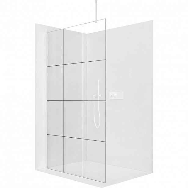 Sprchová zástěna Walk-in Onyx Top Round L/P - 8 mm - kulatá vzpěra - bílá matná, industriální sklo - 120x200 cm