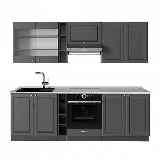 Vicco KUCHYŇSKÝ KOUT Fame-Line Anthrazit-Gold Landhaus 235 cm , PD Mramor