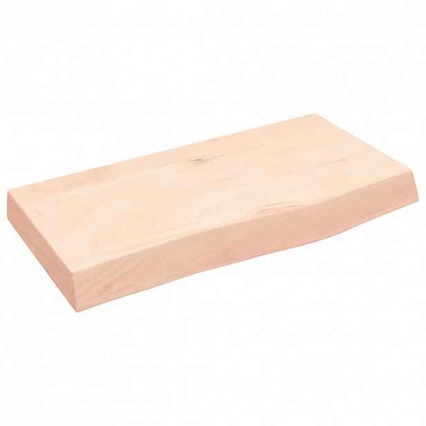 vidaXL Nástěnná police 60x30x(2-6) cm neošetřené masivní dubové dřevo