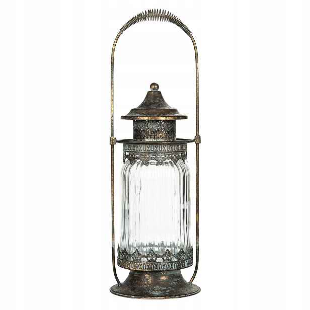 Lampion Retro Vintage staré zlato stojící závěsný, výška 43 cm