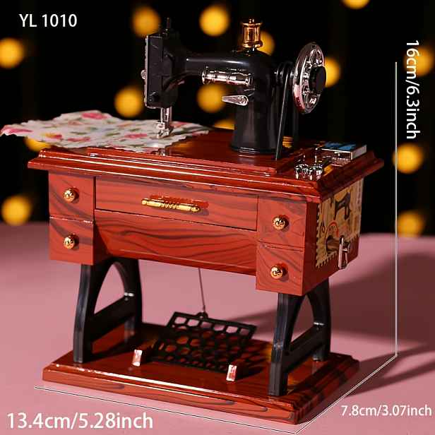 TEMU Retro Nostalgická Imitace Šicího Stroje Hudební Skříňka Svátky Narozeniny Kreativní Dárky Stolní Dekorace