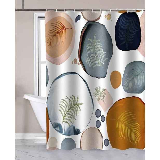 AQUALINE - Sprchový závěs 180x180cm, polyester, bubliny/kapradí ZP014