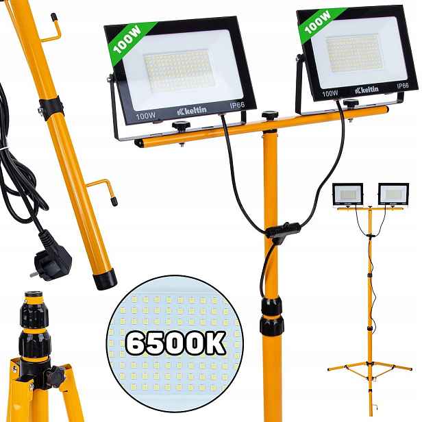 Keltin K02050 Led reflektor 2x100W 20000lm 6500K IP66 stativ 160 cm