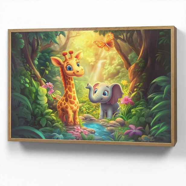 OnlyWow DOBÍJECÍ NOČNÍ LAMPIČKA Žirafa - slon - květiny - džungle 100x70 cm