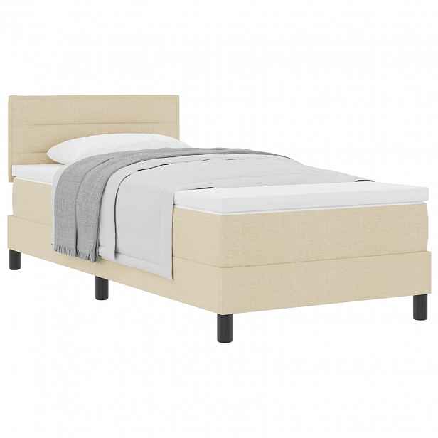 vidaXL Postel s boxspringem s čelo Krémová 80 x 200 cm textil