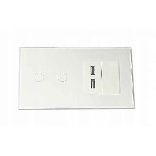 Dotykový Dvojitý Spínač 2x Usb 2.4A Zásuvka
