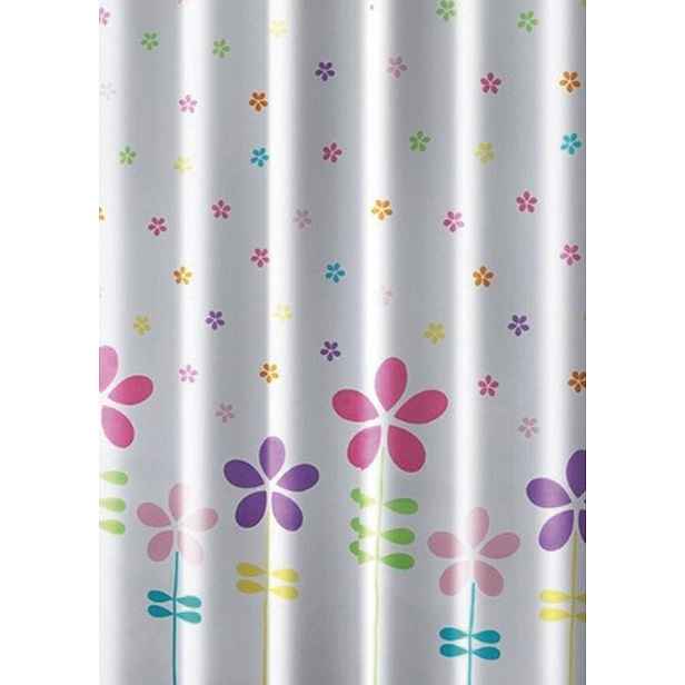 AQUALINE - Sprchový závěs 180x180cm, polyester, květovaný barevný ZV025