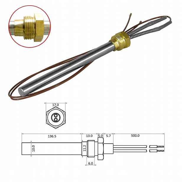 Kovový zapalovač na pelety, ohřívač 300 W, pelety