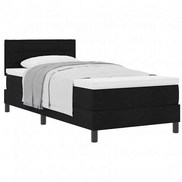vidaXL Postel s boxspringem s čelo Černý 90 x 190 cm textil