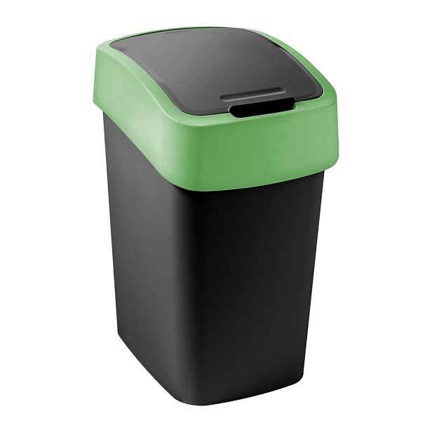 Zelený/černý plastový odpadkový koš na tříděný odpad 9 l Flip Bin – Curver