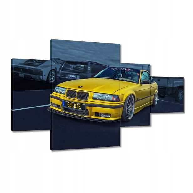 Obrazy 130x80 Zlatý automobil Bmw Auto