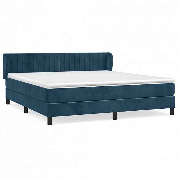 vidaXL Box spring postel s matrací tmavě modrá 180x200 cm samet