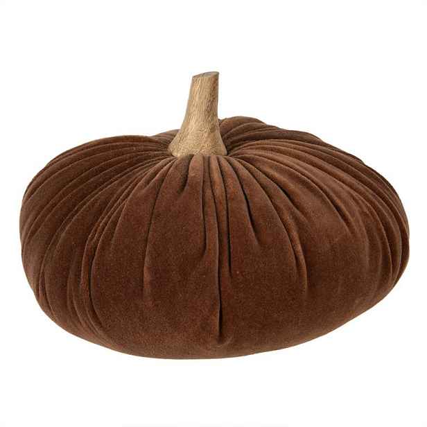 Hnědá textilní dekorace dýně Pumpkin XXL - Ø 25*16 cm Clayre & Eef