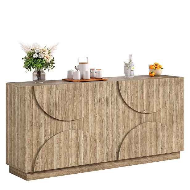 Modenvie SIDEBOARD z dřevotřísky, 160/40/80 cm, přírodní, s pružinovými dvířky