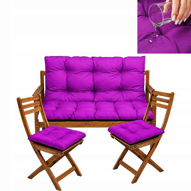 Polštář na zahradní houpačku Voděodolný 120x60x50 2x 45x45 Fuchsie
