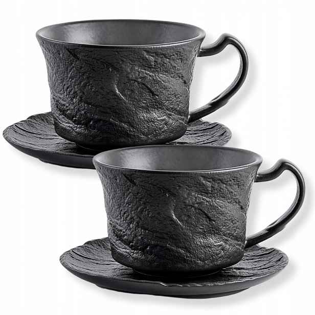 Sada 2 šálků na čajovou kávu Černý Porcelán dárek 250 ml Wilmax