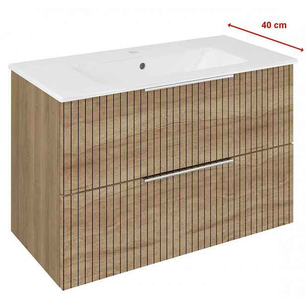 Sapho Cirasa - Umyvadlová skříňka Strip 78x54x39 cm, 2x zásuvka, dub alabama CR792-2322