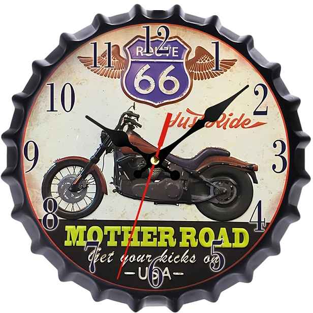 TEMU 1ks Nástěnné hodiny nepravidelného tvaru, hodiny s designem uzávěru lahve a motocyklovým vzorem, nostalgická atmosféra a jasné číselné stupnice,