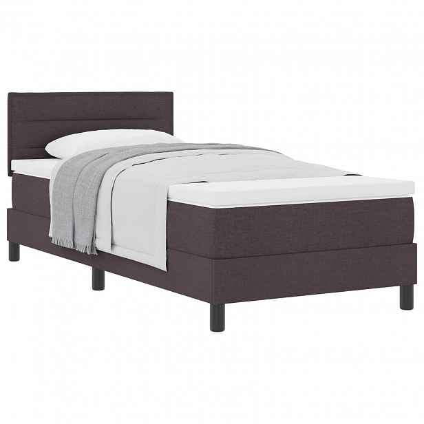 vidaXL Postel s boxspringem s čelo Tmavě hnědá 90 x 190 cm textil
